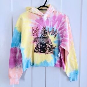 Def Leppard, Tye Dye, Crop Hoodie, 2021, 80s Band, Sweatshirt, Size M/L, New